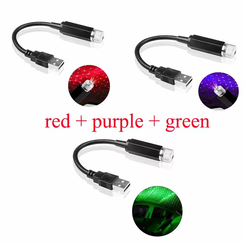 Mini LED Car Roof Star Night Light Projector Atmosphere Galaxy Lamp USB Decorative Adjustable for Auto Roof Room Ceiling Decor