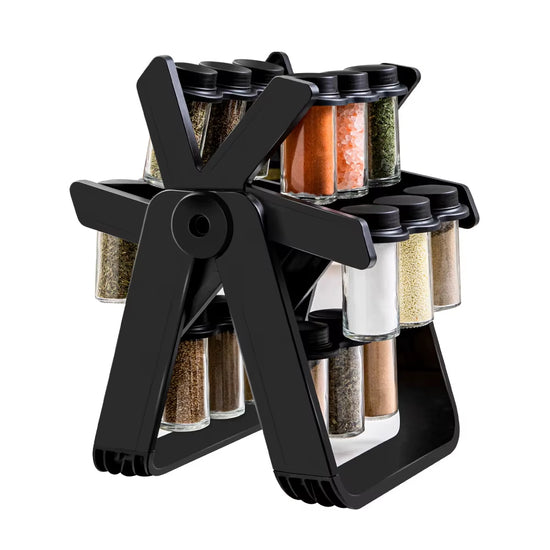 Rotating Double-Tiered Ferris Wheel Spice Organizer Rack Kitchen Storage Accessories