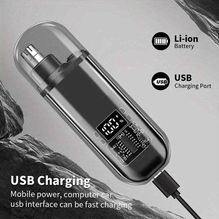 USB Rechargeable Nose & Ear Hair Trimmer for Men, Portable Mini Compact Design with Fast Charge, Electric Grooming Kit