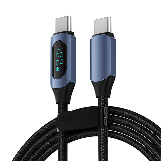 Digital Display Type-C Fast Charging Cable 6A 60W Braided Nylon USB-C Cable with Power Monitor