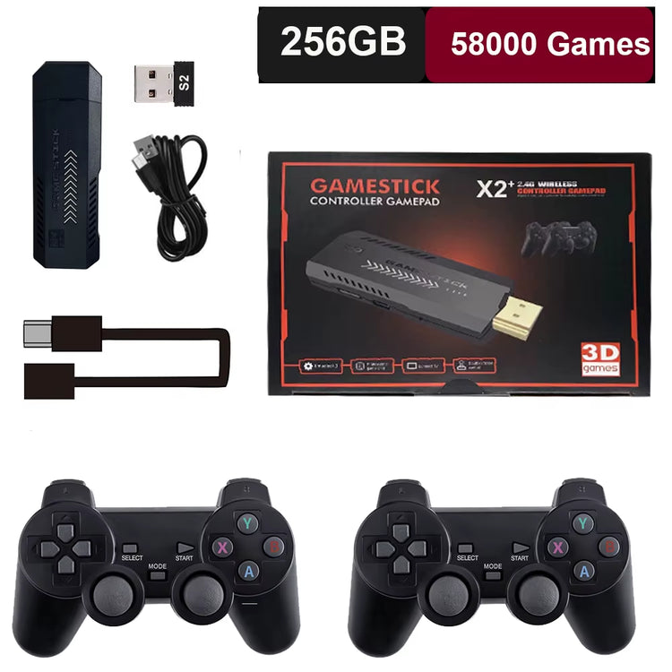 GD10 plus Game Console 4K 3D X2 plus Gaming HD Output TV Game Play 2.4G Dual Handle Portable Video Game Console for PS1 N64